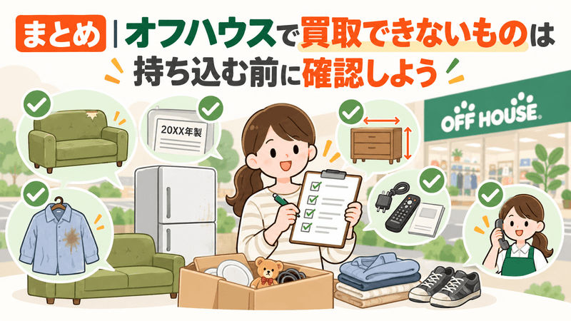 まとめ|オフハウスで買取できないものは持ち込む前に確認しよう