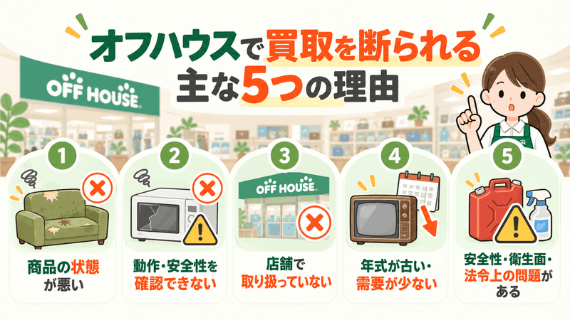 オフハウスで買取を断られる主な5つの理由